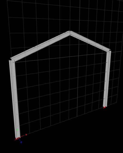 Portal frame model with applied line loads